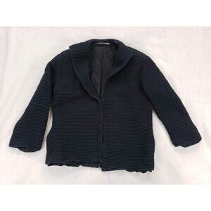 Linda Allard Ellen Tracy Blazer Jacket Women 10 Black Waffle Knit Relaxed Collar